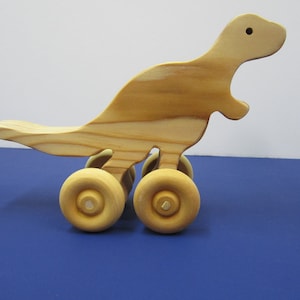 T-Rex Handmade Wood Dinosaur On Wheels Mobile Children&#39;s Toy