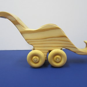 Bronto Brontosaurus Handmade Wood Dinosaur On Wheels Mobile Children&#39;s Toy