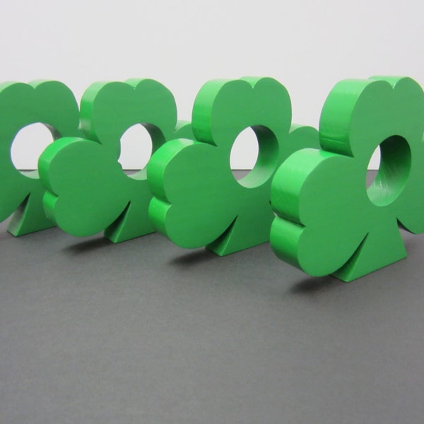 Set of 4 Handmade Handpainted Wood St. Patrick's Day Shamrock napkin rings/holders. Cute / Unique / Table Accent / Table Decor