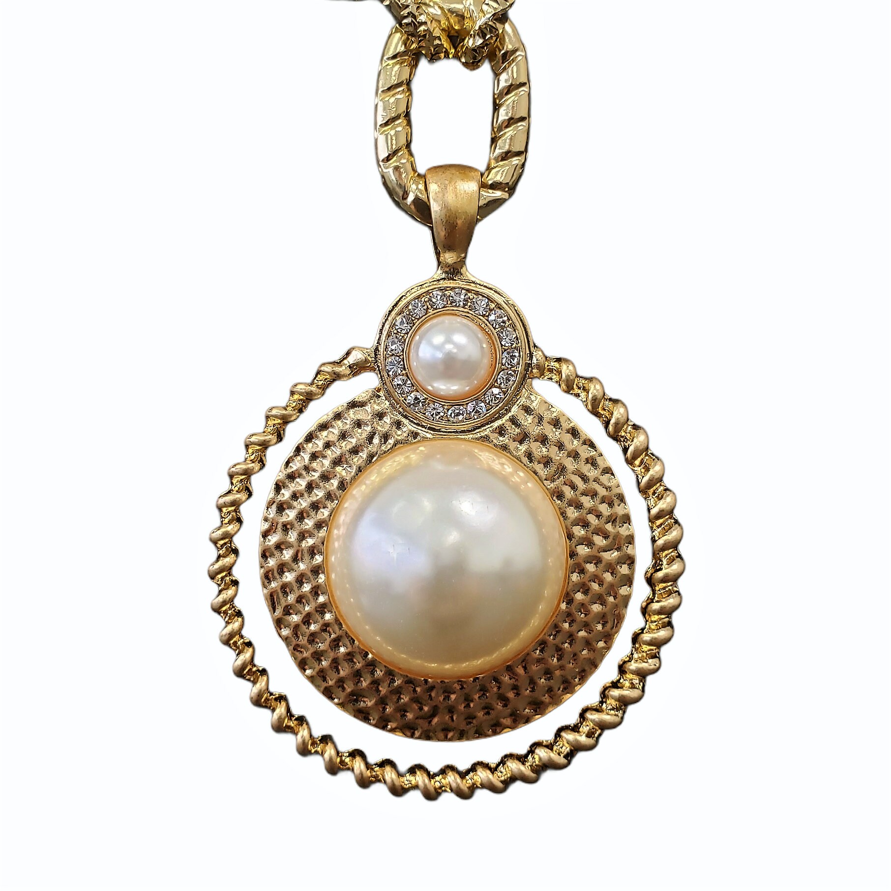 Handmade Gold Link Chain & Gold Filigree Center Pearl Etsy