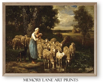 Vintage Sheep Oil Painting Art Print 5 x 7, 8 x 10, 11 x 14 ( PNG can be used for 18 x 24 and 24 x 36) Art Digital Download