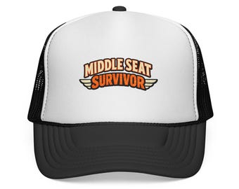 Middle Seat Survivor Trucker Cap | Retro Patch Design