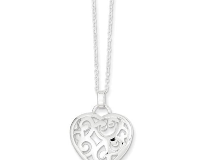 Heart Filigree Pendant Charm 925 Sterling Silver Choose Color