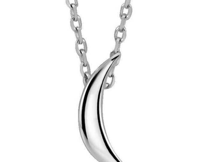 Gorgeous Custom 925 Sterling Silver, Platinum or 14 Karat Rose, White or Yellow Gold Crescent Moon 16"-18" Necklace.