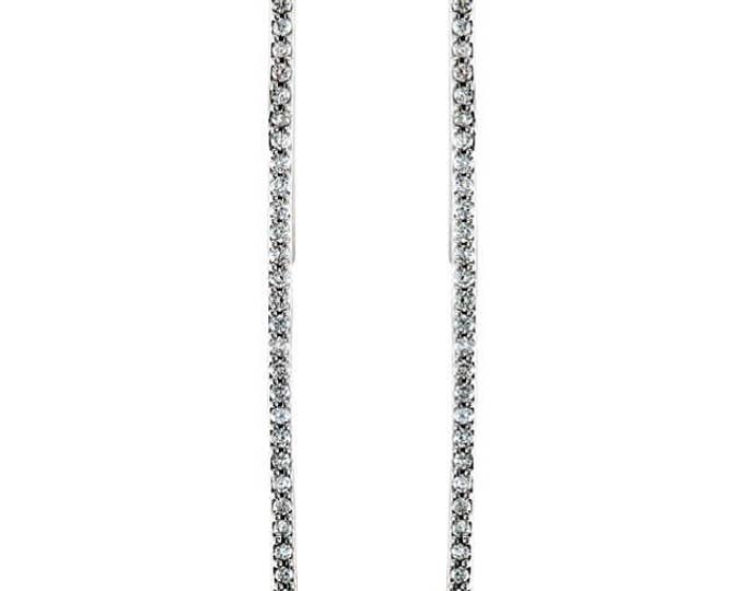 Beautiful Solid 14 Karat Rose, White, Yellow Gold Or Platinum 1/4 CTW Diamond Vertical Bar Earrings