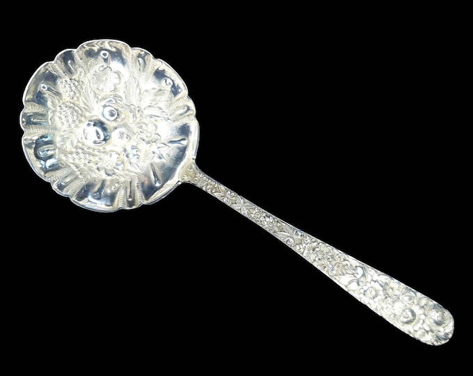 S. Kirk & Son Sterling Repousse Floral Handle Berry Bowl Serving Spoon