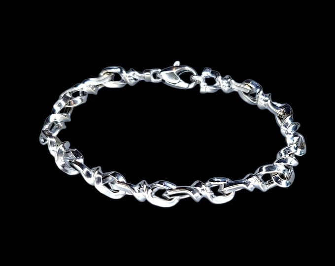 Handmade Italian 14K White Gold 7mm Custom Infinity Link Bracelet 8".