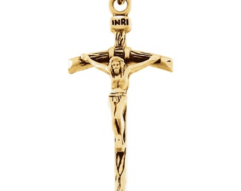 Custom 14 Karat Yellow or White Gold 38x18mm Or 23x14mm Crucifix Pendant