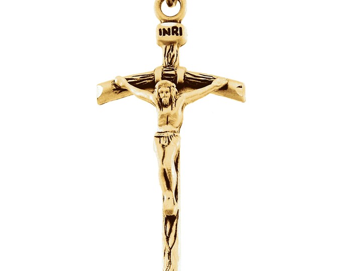 Custom 14 Karat Yellow or White Gold 38x18mm Or 23x14mm Crucifix Pendant