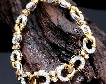 Gorgeous Custom Handmade Italian 11.75mm 18K Two Tone Gold VS E-F 2.50 CTW Diamond Infinity Link Bracelet.