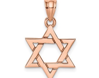 14K Rose Gold Star of David Pendant