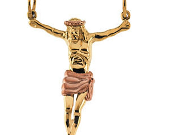 Custom 14 Karat Yellow & Rose Gold 34.5x25mm Crucifix Pendant