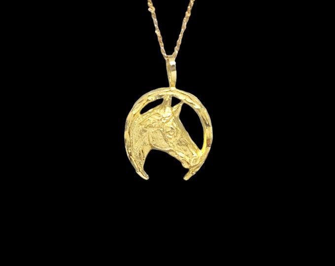 Handmade 14K Yellow Gold Lucky Horse Charm Pendant