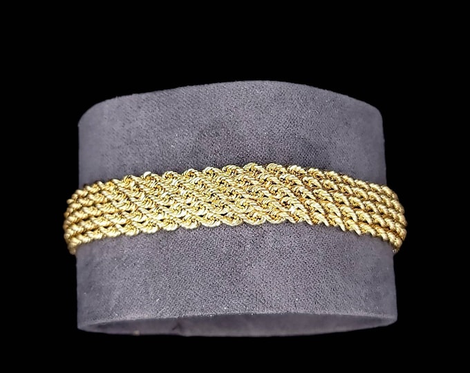 Gorgeous 14K Yellow Gold 10mm Diamond Cut Rope Bracelet, 7.00"