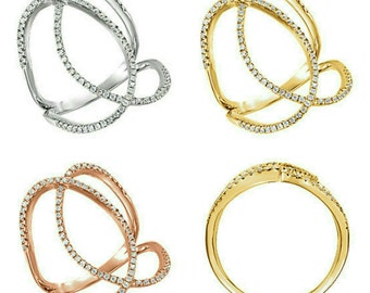 Beautiful 14 Karat White, Rose or Yellow Gold 3/8 CTW Diamond Freeform Ring