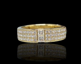 Handcrafted 14K Yellow Gold 1.13 Carat Diamond Wedding Band.