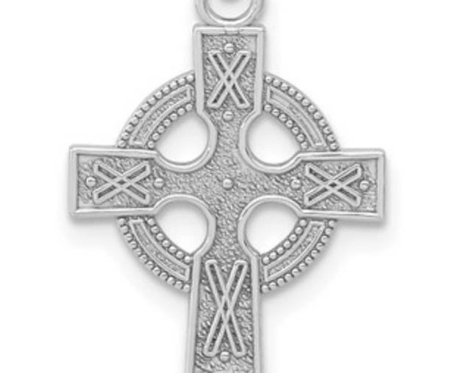 14k White Gold Celtic Cross Pendant