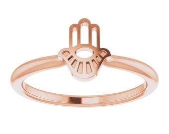 Hamsa Stackable Ring. Available in 14K yellow gold, 14K white gold, 14K rose gold, platinum, sterling silver