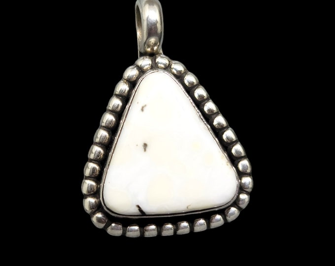 Vintage Native American Navajo Geraldine Yazzie 925 Sterling Silver White Buffalo Turquoise Pendant.