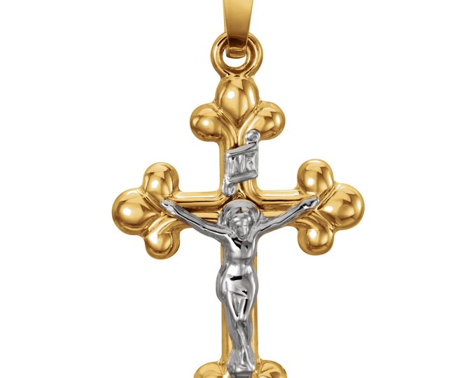 14 Karat Yellow & White Gold Crucifix Pendant