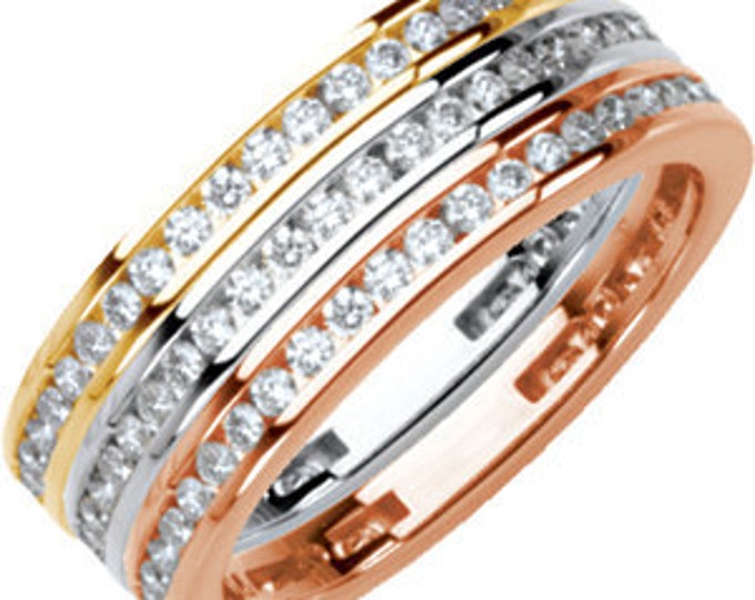 Beautiful 14 Karat White, Rose Or Yellow Gold 3/8 CTW Diamond Stackable Ring