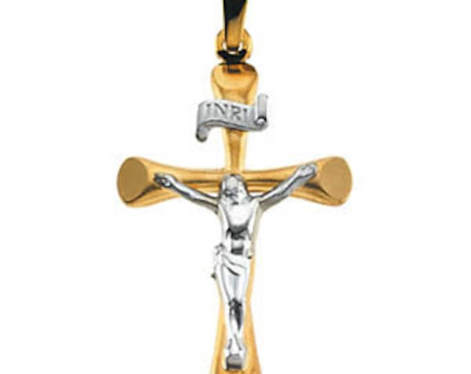 14 Karat Yellow & White Gold or White Gold Crucifix Pendant