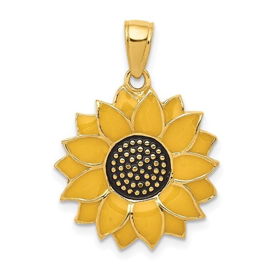 Yellow Gold Large Flower Pendant — Flamingo Jewelry