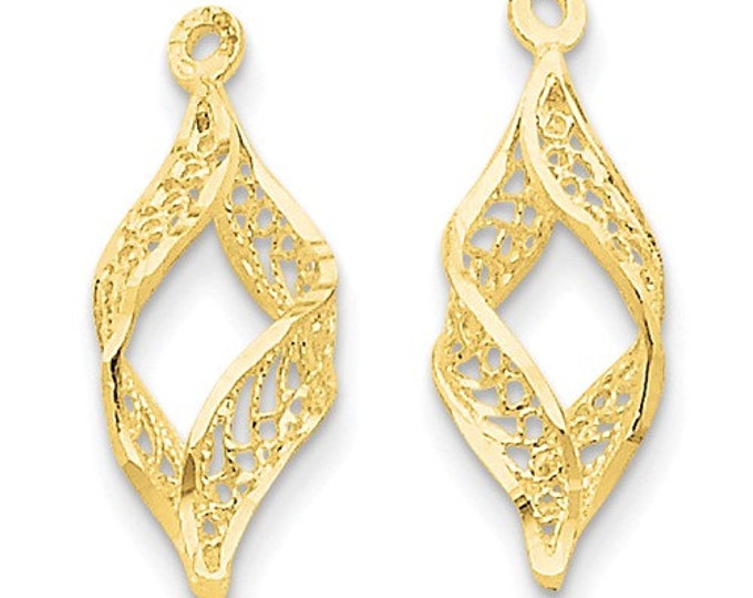 Gorgeous 14 Karat Polished Filigree Swirl Earring Jackets