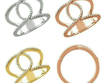 Gorgeous 14 Karat White, Rose or Yellow Gold 1/5 CTW Diamond Interlocking Loop Ring