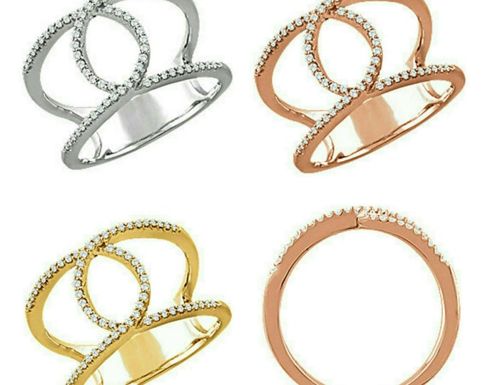 Gorgeous 14 Karat White, Rose or Yellow Gold 1/5 CTW Diamond Interlocking Loop Ring
