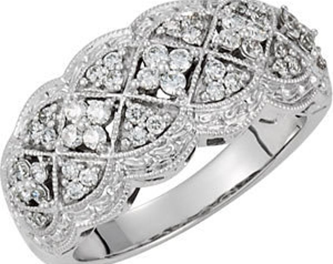 Gorgeous 14 Karat White Gold 1/2 Carat Diamond Anniversary or Wedding Band Ring