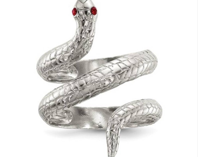 Handmade Rhodium 925 Sterling Silver Snake Ring