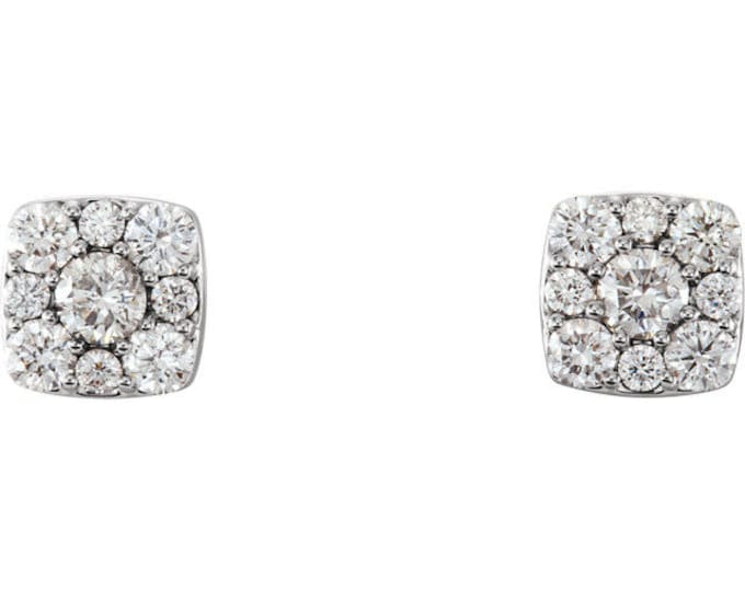 Gorgeous Platinum or 14 Karat White, Roseor Yellow Gold  1/2 CTW Diamond Cluster Earrings