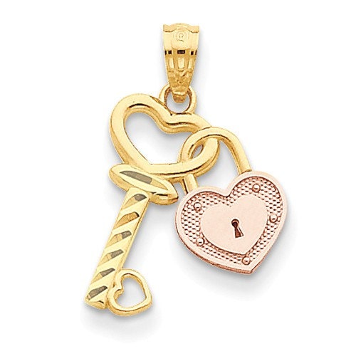 14K Gold Key Pendant 14K Rose Gold