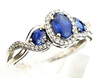 Le Vian 14 Karat White Gold 1.00 CTW Tanzanite & Diamond Halo Ring #VR41