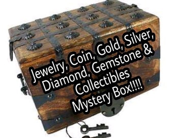 Caja misteriosa, joyas, monedas, oro, plata, diamantes, piedras preciosas y coleccionables.