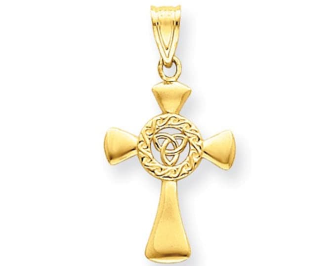 14 Karat Yellow Gold Celtic Knot Cross Pendant