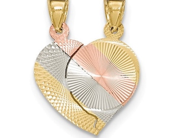 14 Karat Gold Break a Part Heart Pendant.