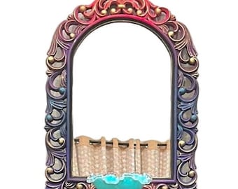 Wall Mirror , pink, purple, teal gold