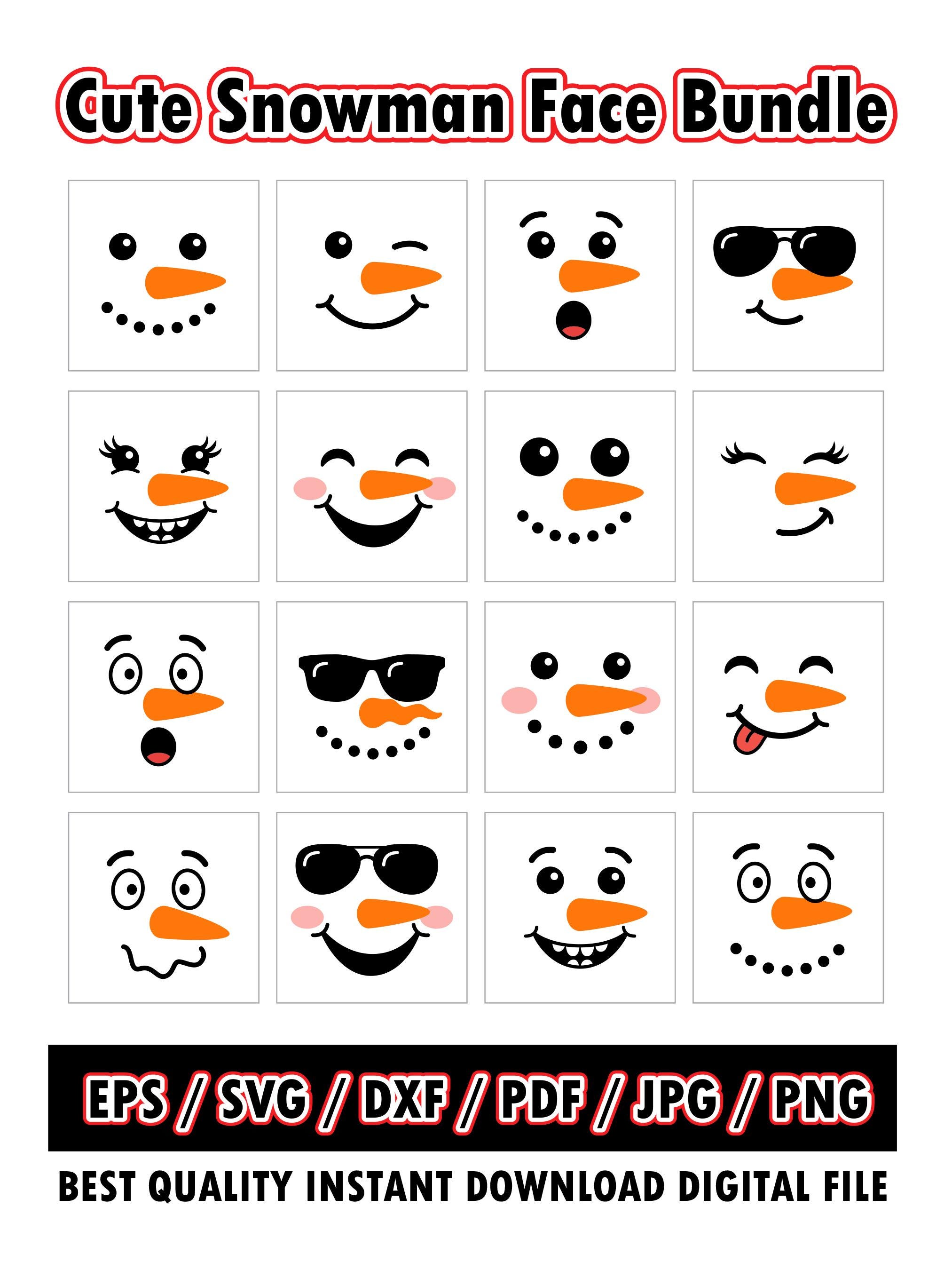 Snowman Face SVG Bundle, Christmas Clipart (digital Download) - Etsy