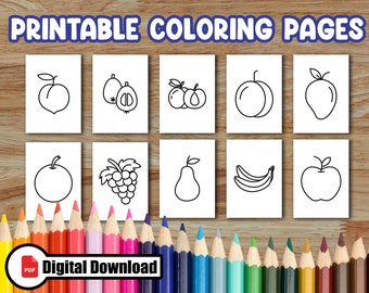 Dibujos de frutas para colorear, 50 diseños imprimibles (PDF)