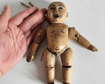 Poupée articulée marionnette traditionnelle Birmane ancienne authentique antique