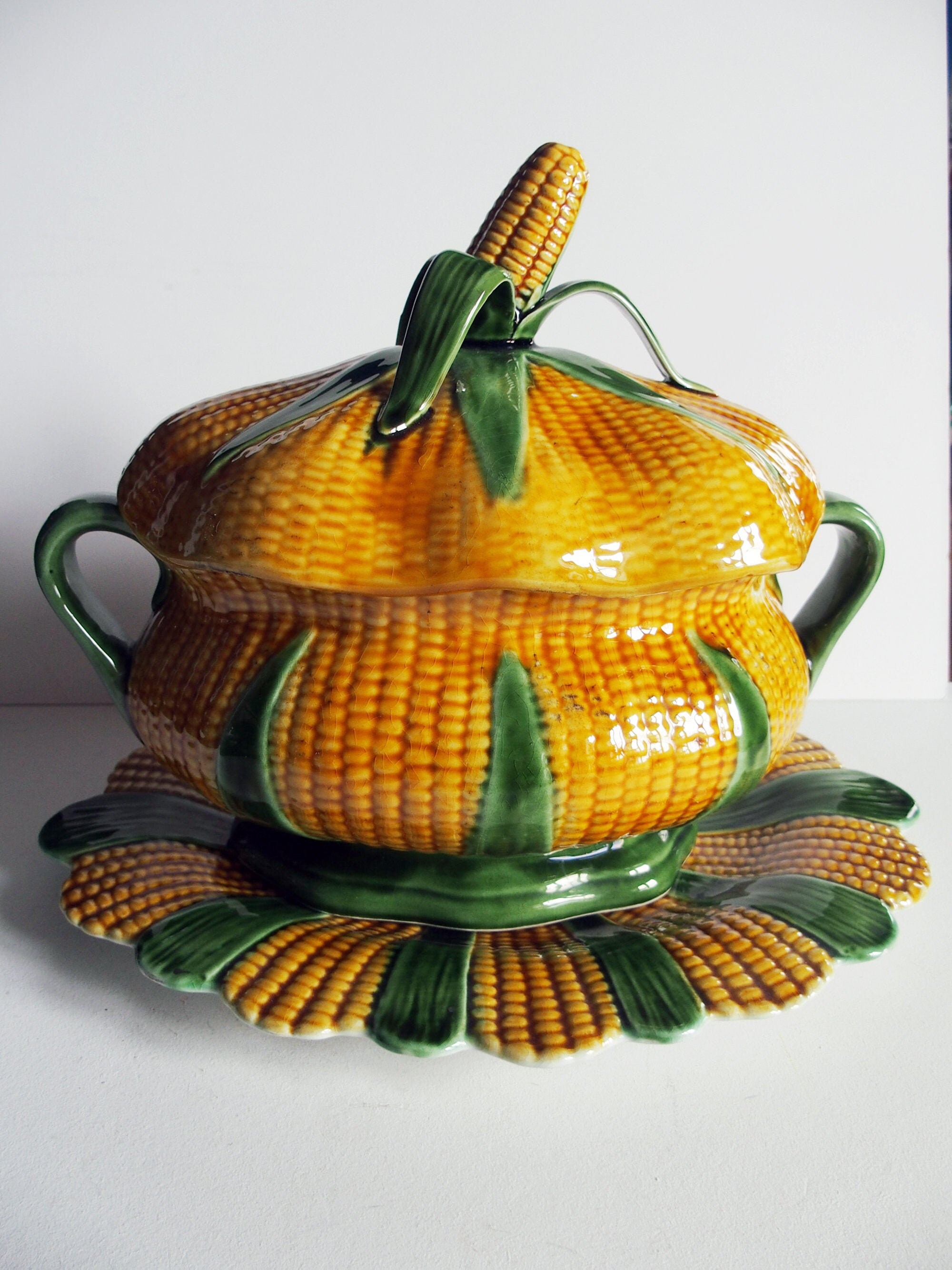 Grande Soupière Originale - Vintage Décor Maïs en Faience