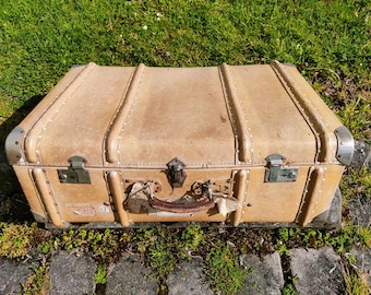 Grande malle valise de voyage ancienne vintage 40's