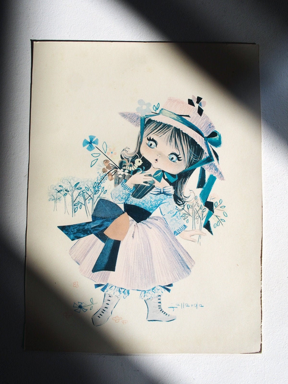 Image Représentant Une Petite Fille en Balade - Vintage 50's