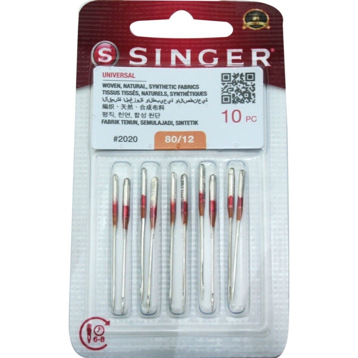 50 Needles Singer Sewing Machine Needles, 2020 Sizes 9,11,14,16,18 
