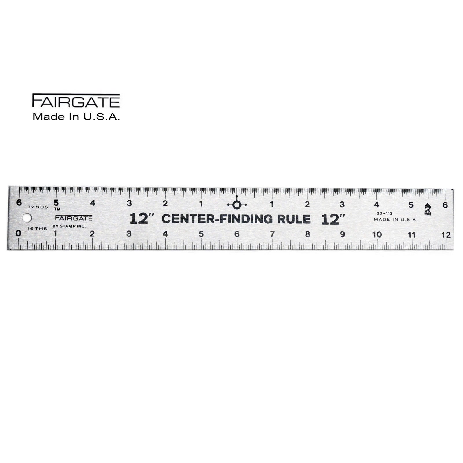 Fairgate 12 Center Finding Ruler, 1-3/4 Wide, 23-112 Made in USA