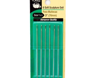 Dritz 6 Soft Sculpture Doll Making Hand Needles, 3" (76mm) Long, #56D