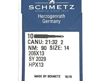 10 Pk. Schmetz 206X13 HPX13 Size 14 Flat Shank Needles For Singer 206, 306, 319