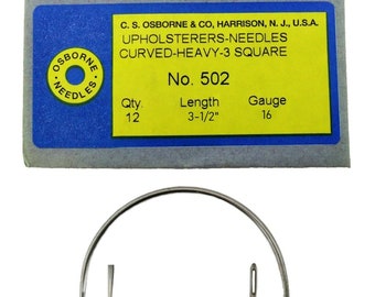 C.S. Osborne 12 Pk. Curved 3 Square Point Needles Heavy #502-3-1/2 (Size 3-1/2")